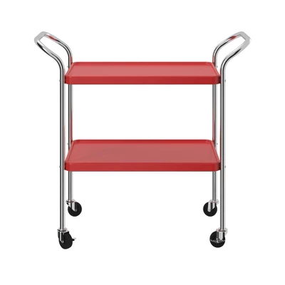 2 Tier Serving Cart Red/Silver - Room And Joy 6 2 Tier Serving Cart Red/Silver - Room And Joy - Image 4
