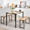 Costway Modern 3 PCS Dining Table Bench Set W/ Metal Frame & Wooden Tabletop -Dine Furniture GUEST 637c5569 0e15 4b0b a6c2 d63c37e9b711