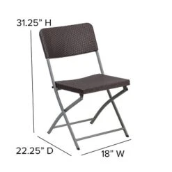 Emma And Oliver 6 Pack Brown Rattan Plastic Folding Chair With Gray Frame - Event Chair -Dine Furniture GUEST 64433631 7bbd 4434 975d 14434f4e82d0