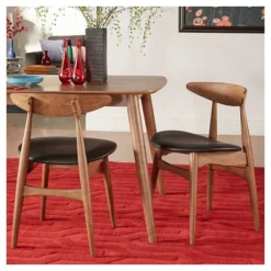 Set Of 2 Cortland Danish Modern Walnut Dining Chair - Inspire Q -Dine Furniture GUEST 652f1473 9cba 4c14 b6c1 8fc551b67c5d