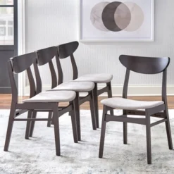 Set Of 4 Parlin Dining Chairs Walnut - Buylateral