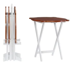Austin Tray Table Set White/Hazelnut - Powell Company -Dine Furniture GUEST 65bfd7a5 7b62 48b5 96e0 0c3b59e5c94a