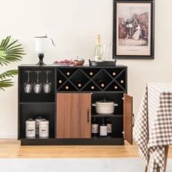 Costway Industrial Wine Bar Cabinet Sideboard Buffet With Glass Holder & Adjustable Shelf 14 Costway Industrial Wine Bar Cabinet Sideboard Buffet With Glass Holder & Adjustable Shelf -Dine Furniture GUEST 6665d5dc b340 464d 89fe 370d3af28634