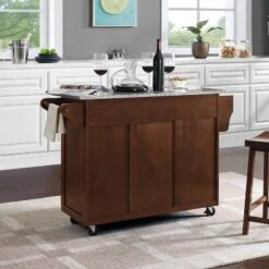 Eleanor Granite Top Kitchen Cart Mahogany/Gray - Crosley -Dine Furniture GUEST 66be4483 34c1 4835 9dab 520bbbeebea0