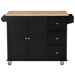 HOMCOM Mobile Kitchen Island Storage Trolley Cart On Wheels With Dropleaf Top, Towel/Spice Rack, 3 Drawers, 2-Door Cabinet -Dine Furniture GUEST 66ebca00 573f 4e9a 8829 ff9c365ad2d5