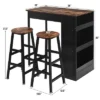 Costway 3 Pieces Bar Table Set Industrial Counter With Storage Black -Dine Furniture GUEST 66fbbe1f b599 499e 8077 a7cad1cadee9