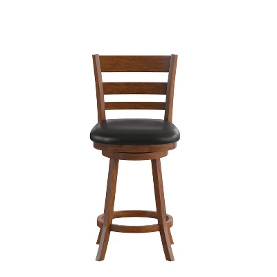 Merrick Lane 24" Classic Wooden Ladderback Swivel Counter Height Stool With Upholstered Padded Seat And Integrated Footrest 12 Merrick Lane 24" Classic Wooden Ladderback Swivel Counter Height Stool With Upholstered Padded Seat And Integrated Footrest - Image 10