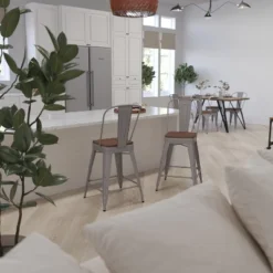 Merrick Lane Metal Dining Stool With Curved Slatted Back And Textured Wood Seat 26 Merrick Lane Metal Dining Stool With Curved Slatted Back And Textured Wood Seat -Dine Furniture GUEST 6854f95f 4dde 4115 b07d 88898bc70f22