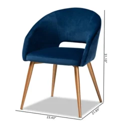 Vianne Velvet Upholstered Metal Dining Chair Navy Blue/Gold - Baxton Studio -Dine Furniture GUEST 686a7809 8b06 48be b69e b148aa65a284