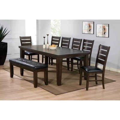 Urbana Extendable Dining Table Wood/Espresso With Black Faux Leather - Acme Furniture 6 Urbana Extendable Dining Table Wood/Espresso With Black Faux Leather - Acme Furniture - Image 4