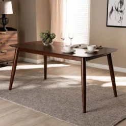 Edna Wood Dining Table Walnut - Baxton Studio -Dine Furniture GUEST 690056d4 ea17 4e6b 9523 b25392d62667