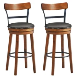 Costway Set Of 2/4 BarStool 30.5'' Swivel Pub Height Dining Chair With Rubber Wood Legs -Dine Furniture GUEST 690b0d53 1031 4fc8 a160 909d51ed9d0f