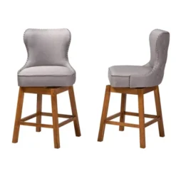 2pc Gradisca Wood Swivel Counter Stool Set Gray/Walnut Brown - Baxton Studio -Dine Furniture GUEST 691a1aad 7739 4be7 af24 9f8e9f0e463b
