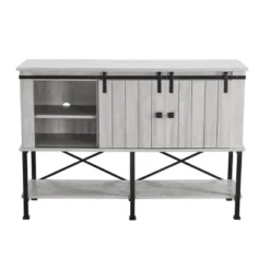 52" Wood Bar Cabinet With Sliding Door Saw Cut Off White - Home Essentials -Dine Furniture GUEST 69ddeead b8f7 45b2 90de d20e922476b3