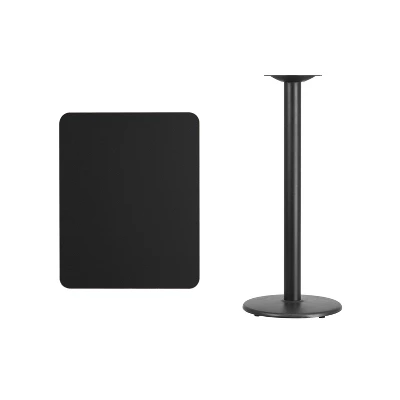 Flash Furniture 24'' X 30'' Rectangular Black Laminate Table Top With 18'' Round Bar Height Table Base 3 Flash Furniture 24'' X 30'' Rectangular Black Laminate Table Top With 18'' Round Bar Height Table Base