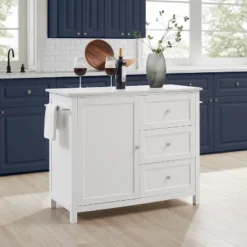 Soren Stone Top Kitchen Island/Cart White - Crosley -Dine Furniture GUEST 6b7ba0ea e474 410d a51a 7cc50f77ea4d