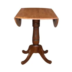 35.5" Brevin Round Dual Pedestal Drop Leaf Dining Table Cinnamon/Espresso - International Concepts -Dine Furniture GUEST 6e17a53c 2378 4bef b2be 6fd80e45cc68