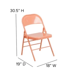 Emma And Oliver 2 Pack Sedona Coral Triple Braced & Double Hinged Metal Folding Chair -Dine Furniture GUEST 6ed2d863 556f 4ec3 a6e3 45ab8ac38514