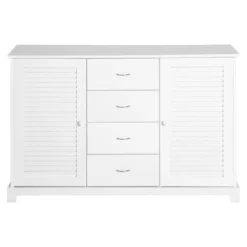 HOMCOM 47" Modern Storage Cabinet Buffet Sideboard With Drawers And Louvered Doors- White -Dine Furniture GUEST 6eecc1cd d9a5 4b6c 9ff9 6bfd0c9a3451