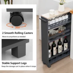 Costway 4-Tier Slim Kitchen Storage Cart Narrow Slide Out Trolley Adjustable Shelf WhiteGrey 17 Costway 4-Tier Slim Kitchen Storage Cart Narrow Slide Out Trolley Adjustable Shelf WhiteGrey -Dine Furniture GUEST 6f57fdb4 98ec 40db 88db 4f15770b4bfa