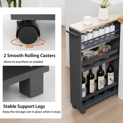 Costway 4-Tier Slim Kitchen Storage Cart Narrow Slide Out Trolley Adjustable Shelf WhiteGrey 7 Costway 4-Tier Slim Kitchen Storage Cart Narrow Slide Out Trolley Adjustable Shelf WhiteGrey - Image 5