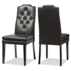 Set Of 2 Dylin Modern And Contemporary Faux Leather Dining Chairs - Baxton Studio -Dine Furniture GUEST 6f7559e8 b359 4c88 be10 d1982b903672