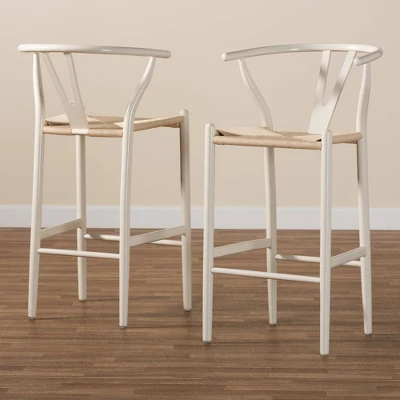 Set Of 2 Paxton Wood Counter Stools White - Baxton Studio 11 Set Of 2 Paxton Wood Counter Stools White - Baxton Studio - Image 9