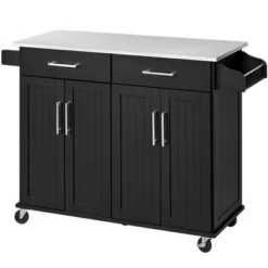 Yaheetech Large Kitchen Cart Kitchen Island On Wheels With Stainless Steel Countertop -Dine Furniture GUEST 71797514 a697 4e9d a342 dfa98461c91a