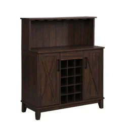 Home Source Bar Cabinet With Wine Rack In Charcoal Finish