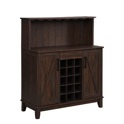 Home Source Bar Cabinet With Wine Rack In Charcoal Finish 3 Home Source Bar Cabinet With Wine Rack In Charcoal Finish