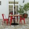 Merrick Lane Indoor/Outdoor Dining Table With Umbrella Hole, 36" Square All Weather Poly Resin Top And Steel Base