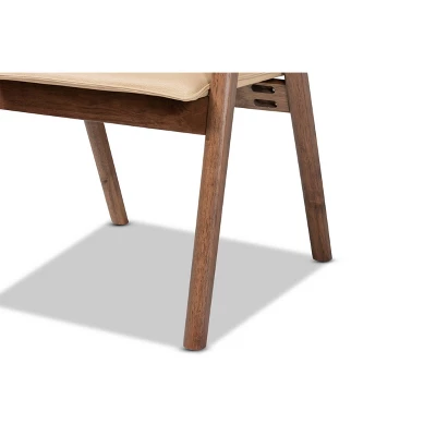 2pc Marcena Imitation Leather Upholstered And Wood Dining Chair Set - Baxton Studio 7 2pc Marcena Imitation Leather Upholstered And Wood Dining Chair Set - Baxton Studio - Image 5