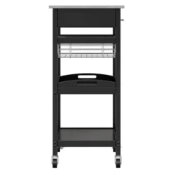 Julia Granite Top Kitchen Cart Wood/Black - Winsome -Dine Furniture GUEST 739b5082 170a 4c97 aad8 259fd2d3c5b2