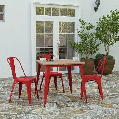 Merrick Lane Indoor/Outdoor Dining Table, 31.5" Square All Weather Poly Resin Top With Steel Base 3 Merrick Lane Indoor/Outdoor Dining Table, 31.5" Square All Weather Poly Resin Top With Steel Base