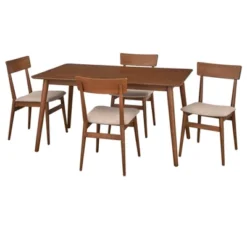 5pc Newington Mid-Century Dining Set Walnut/Mocha - Lifestorey -Dine Furniture GUEST 745d7f0a d2f1 4e70 a0bf 89dff9f06f59
