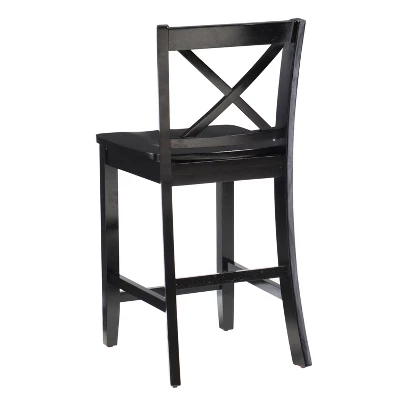 24" Torino X Back Wood Counter Height Barstool - Black - Linon 5 24" Torino X Back Wood Counter Height Barstool - Black - Linon - Image 3