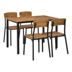 HOMCOM 5 Piece Modern Industrial Dining Table And Chairs Set For Small Space, Kitchen, Dining Room -Dine Furniture GUEST 74c53d66 1478 4cb4 a844 8bf678d4bc6c