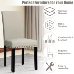 Costway Set Of 4 Fabric Dining Chairs W/Nailhead Trim 24 Costway Set Of 4 Fabric Dining Chairs W/Nailhead Trim -Dine Furniture GUEST 769d4f23 13ac 47ba 8cfe b0c08528609a
