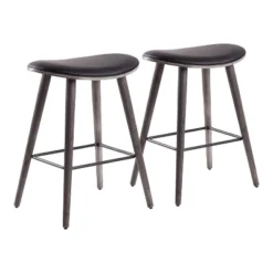 Set Of 2 26" Saddle Counter Height Barstools With Faux Leather - LumiSource -Dine Furniture GUEST 76f1a717 c8a9 439b 9bd5 cac0816b7330