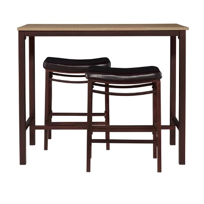 3pc Betty Pub Dining Sets Wood/Brown - Linon 3 3pc Betty Pub Dining Sets Wood/Brown - Linon