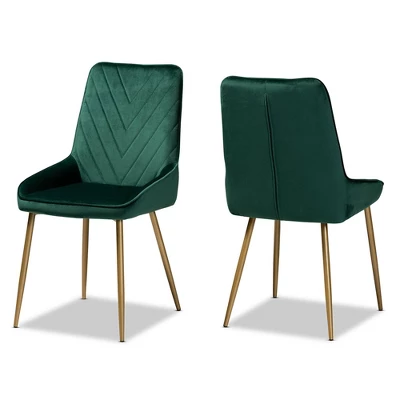 2pc Priscilla Velvet Fabric Upholstered Metal Dining Chair Set - Baxton Studio 12 2pc Priscilla Velvet Fabric Upholstered Metal Dining Chair Set - Baxton Studio - Image 10