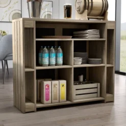 47.2" Geisert Farmhouse 9 Shelf Bar Table Weathered Oak - MiBasics 12 47.2" Geisert Farmhouse 9 Shelf Bar Table Weathered Oak - MiBasics -Dine Furniture GUEST 788a5fb5 48f3 4a4e 8b3e f2c1adc2adf2