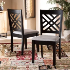 2pc Caron Upholstered Wood Dining Chair Set - Baxton Studio -Dine Furniture GUEST 78ba89c3 511c 48bf a424 c916056cfb57
