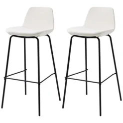 HOMCOM 29.5" Bar Stools Set Of 2, Upholstered Extra Tall Barstools, Armless Bar Chairs With Back, Steel Legs, Cream White 9 HOMCOM 29.5" Bar Stools Set Of 2, Upholstered Extra Tall Barstools, Armless Bar Chairs With Back, Steel Legs, Cream White -Dine Furniture GUEST 78d00897 f767 4771 9160 ef5ca2caedb9