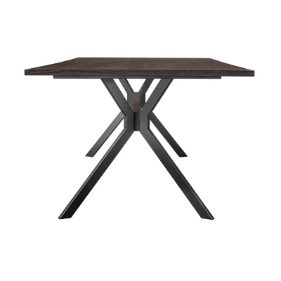 Nevada Trestle Base Dining Table Rustic Oak - Armen Living 4 Nevada Trestle Base Dining Table Rustic Oak - Armen Living - Image 2