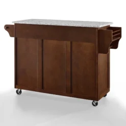 Eleanor Granite Top Kitchen Cart Mahogany/Gray - Crosley -Dine Furniture GUEST 79ad2229 a047 45a3 aec2 d49294792320