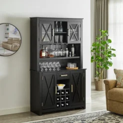 Home Source Jill Zarin Tall Cabinet With Glass Doors -Dine Furniture GUEST 7a17cf16 f882 4249 9ca8 e0edd6c9ab4d
