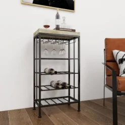 Industrial Metal Rectangle Wine Rack Black - Olivia & May -Dine Furniture GUEST 7afd94e3 a50d 47bd 97c8 fdd65d723caa