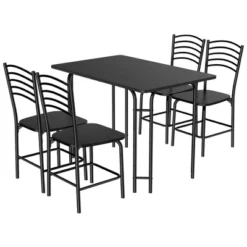 5 Pcs Modern Dining Table Set 4 Chairs Steel Frame Home Kitchen Furniture Black -Dine Furniture GUEST 7da321ab 0bab 463b aa28 ffcf001f028b