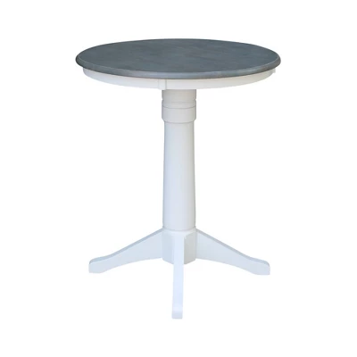 36" Counter Height Lane Round Pedestal Table White/Heather Gray - International Concepts 3 36" Counter Height Lane Round Pedestal Table White/Heather Gray - International Concepts